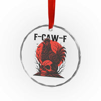 F Caw F Gothic Chicken Horror Crystal Glass Ornament Creepy Skull Rooster Halloween Dark Humor - Wonder Print Shop