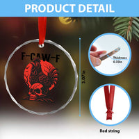 F Caw F Gothic Chicken Horror Crystal Glass Ornament Creepy Skull Rooster Halloween Dark Humor TS02