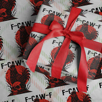 F Caw F Gothic Chicken Horror Wrapping Paper Roll Creepy Skull Rooster Halloween Dark Humor - Wonder Print Shop