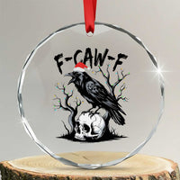 F Caw F Gothic Christmas Raven Crystal Glass Ornament With Skull Funny Dark Holiday Humor Spooky Season TS02