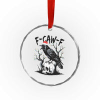 F Caw F Gothic Christmas Raven Crystal Glass Ornament With Skull Funny Dark Holiday Humor Spooky Season TS02