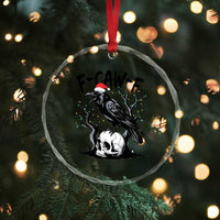 F Caw F Gothic Christmas Raven Crystal Glass Ornament With Skull Funny Dark Holiday Humor Spooky Season TS02