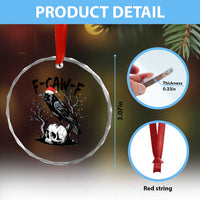 F Caw F Gothic Christmas Raven Crystal Glass Ornament With Skull Funny Dark Holiday Humor Spooky Season TS02