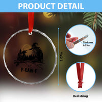 F Caw F Gothic Raven and Witch Crystal Glass Ornament Funny Halloween Spooky October Vibes - Wonder Print Shop