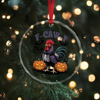 F Caw F Halloween Chicken Skeleton Crystal Glass Ornament Spooky Funny Rooster Meme TS02