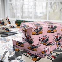 F Caw F Halloween Chicken Skeleton Wrapping Paper Roll Spooky Funny Rooster Meme TS02