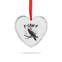 F Caw F Raven Christmas Heart Crystal Glass Ornament Funny Dark Holiday Humor Spooky Season - Wonder Print Shop