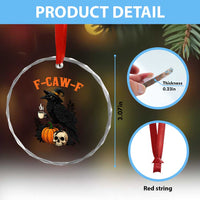 F Caw F Raven Witch Coffee Crystal Glass Ornament Funny Halloween Sarcastic Gothic Bird with Attitude TS02