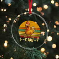 F Caw F Retro Chicken Meme Crystal Glass Ornament Vintage Sunset Poultry Graphic Loud Bird Energy - Wonder Print Shop