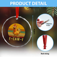 F Caw F Retro Chicken Meme Crystal Glass Ornament Vintage Sunset Poultry Graphic Loud Bird Energy - Wonder Print Shop
