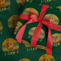 F Caw F Retro Chicken Meme Wrapping Paper Roll Vintage Sunset Poultry Graphic Loud Bird Energy
