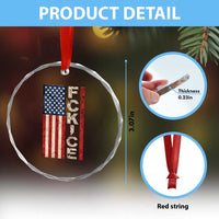 F Ice Retro Distressed American Flag Crystal Glass Ornament Patriotic Against Ice Justice Protest Resistance