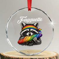 Faguette LGBTQ Crystal Glass Ornament Funny Pride Raccoon Rainbow