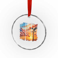 Faith And Freedom Christian American Flag Eagle Crystal Glass Ornament American Faith Pride