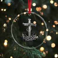 Faith Family Fishing Crystal Glass Ornament Christian Jesus Cross Fathers Day Gift