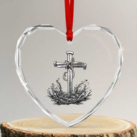 Faith Family Fishing Heart Crystal Glass Ornament Christian Jesus Cross Fathers Day Gift