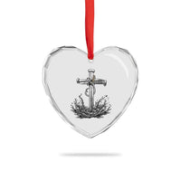 Faith Family Fishing Heart Crystal Glass Ornament Christian Jesus Cross Fathers Day Gift
