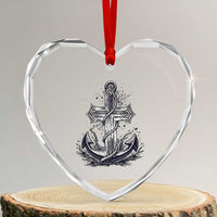 Faith Family Fishing Jesus Cross Anchor Heart Crystal Glass Ornament Funny Christian Fisherman
