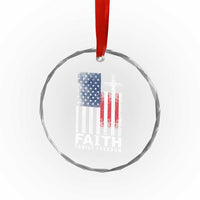 Faith Family Freedom Crystal Glass Ornament Charlie Kirk Patriotic Christian Vintage USA Flag TS10