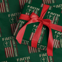 Faith Family Freedom Wrapping Paper Roll Patriotic Christian Vintage USA Flag - Wonder Print Shop