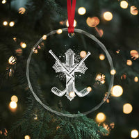 Faith Family Hockey Cross Crystal Glass Ornament Religious Ice Hockey Lover Gift - Wonder Print Shop