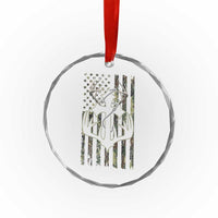 Faith Fishing Hunting Camo US Flag Cross With Hook Christian Crystal Glass Ornament - Wonder Print Shop