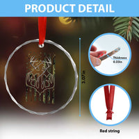 Faith Fishing Hunting Camo US Flag Cross With Hook Christian Crystal Glass Ornament - Wonder Print Shop