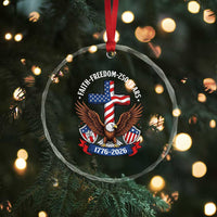 Faith Freedom 250 Years Patriotic Eagle Crystal Glass Ornament USA Flag Christian Cross 1776 to 2026 Semiquincentennial