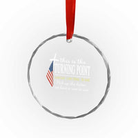 Faith Fueled Turning Point Crystal Glass Ornament Christian Patriot Cross and American Flag TS02