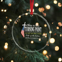 Faith Fueled Turning Point Crystal Glass Ornament Christian Patriot Cross and American Flag TS02