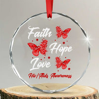 Faith Hope Love HIV AIDS Awareness Butterfly Gift Crystal Glass Ornament TS12