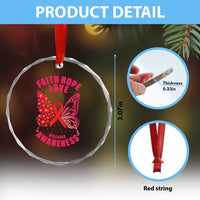 Faith Hope Love HIV Butterfly Crystal Glass Ornament Awareness Month Gift TS12