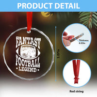 Fantasy Football Legend Crystal Glass Ornament Funny Gameday Dad - Wonder Print Shop