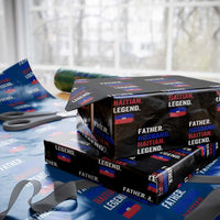 Father Husband Haitian Legend Wrapping Paper Roll Distressed Haiti Flag Dad Gift Father's Day