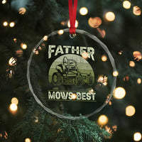 Father Mows Best Crystal Glass Ornament Lawn Mower Mowing Dad Retro Father's Day Gift TS10