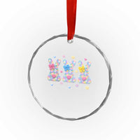 Faux Yarn Easter Bunny Effect Printed Crystal Glass Ornament Coquette Aesthetic Gift