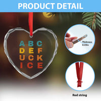 Fck Ice Heart Crystal Glass Ornament Retro Protest Chinga La Migra Subtle FDT