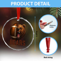 Fear The Bear Football Crystal Glass Ornament Game Day Sports Fan Gift - Wonder Print Shop