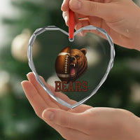 Fear The Bear Football Heart Crystal Glass Ornament Game Day Sports Fan Gift - Wonder Print Shop