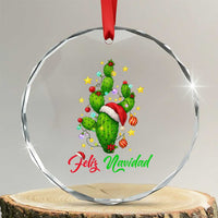 Feliz Navidad Cactus Crystal Glass Ornament Funny Spanish Christmas Gift TS12