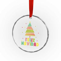 Feliz Navidad Colorful Xmas Tree Spanish Crystal Glass Ornament TS09
