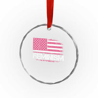 Feminism Feminist Pink American Flag Crystal Glass Ornament Patriotic Womens Rights