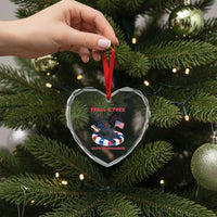 Feral and Free Funny Raccoon 4th of July Heart Crystal Glass Ornament 250 Years Of Freedom
