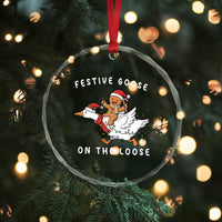 Festive Goose On The Loose Christmas Crystal Glass Ornament Funny Goose Gingerbread Xmas - Wonder Print Shop