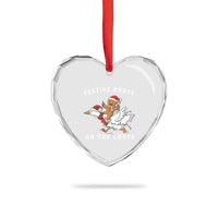 Festive Goose On The Loose Christmas Heart Crystal Glass Ornament Funny Goose Gingerbread Xmas - Wonder Print Shop