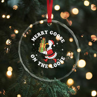 Festive Goose on The Loose Crystal Glass Ornament Funny Goose Christmas Meme - Wonder Print Shop