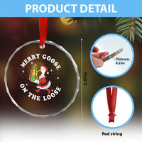 Festive Goose on The Loose Crystal Glass Ornament Funny Goose Christmas Meme TS14