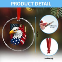 Fierce American Eagle Crystal Glass Ornament Bold Patriotic 4th of July USA Freedom - Wonder Print Shop