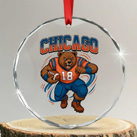 Fierce Football Bear Crystal Glass Ornament Chicago Fan Number 18 Bold Orange Game Day Spirit - Wonder Print Shop