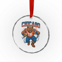 Fierce Football Bear Crystal Glass Ornament Chicago Fan Number 18 Bold Orange Game Day Spirit - Wonder Print Shop